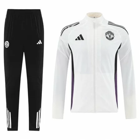 Manchester United Soccer Windbreaker Jacket + Pants Replica White 2025/26 Mens