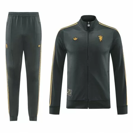 Manchester United Soccer Jacket + Pants Replica Black 2025/26 Mens